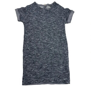 Vince Marled Knit Tweed Shift Dress with Pockets Blue